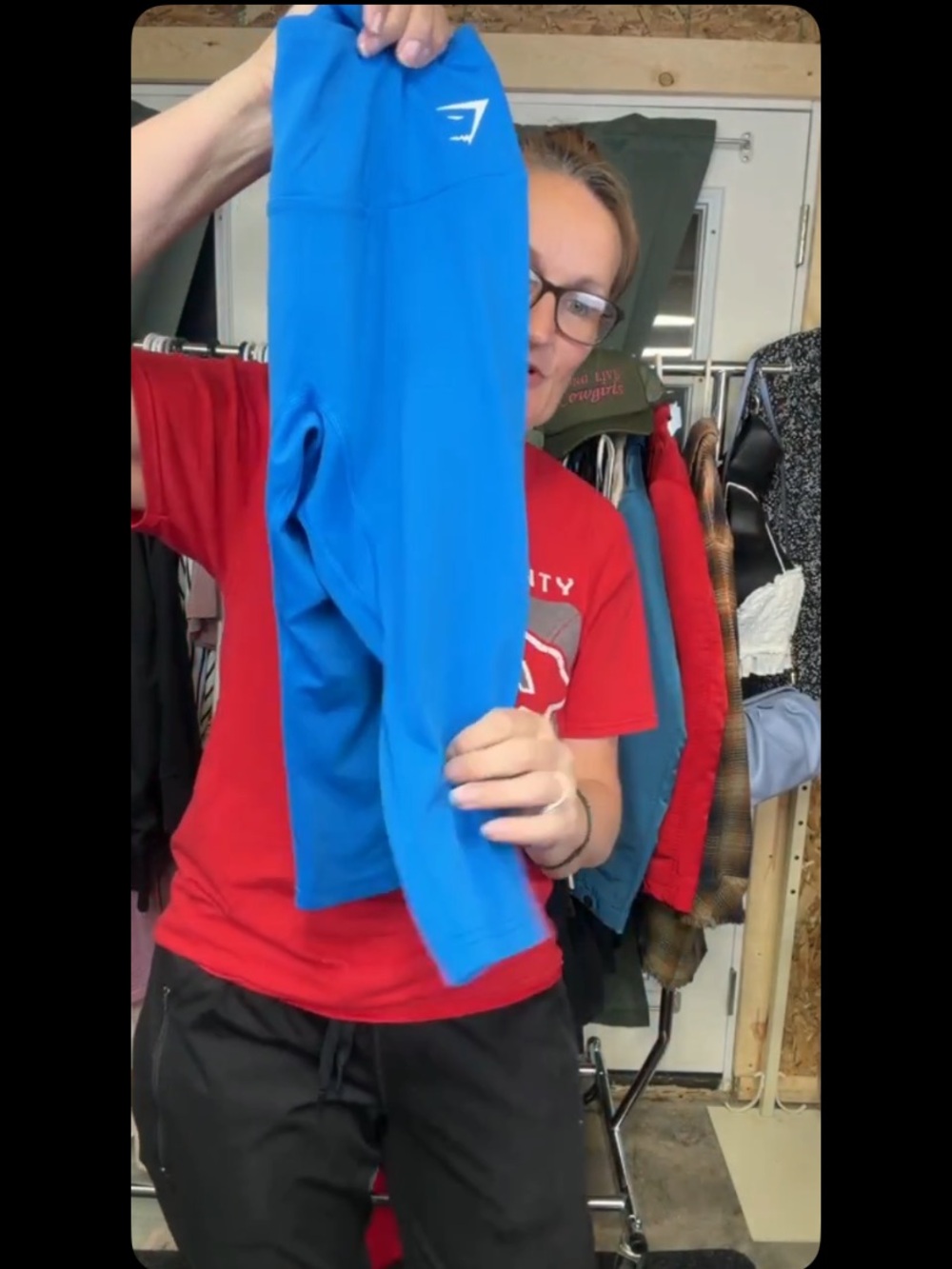 Gymshark Vibrant Blue High-Waist above the knee shorts